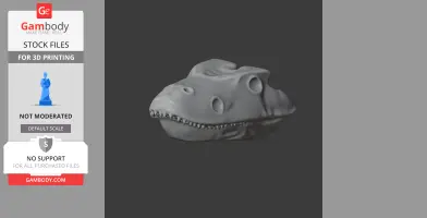 3D model of an Eryops skull with distinct teeth and prominent eye sockets on a dark background.