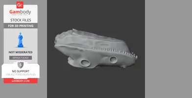 3D model of an Eryops skull, side view, showing detailed teeth and cranial features.