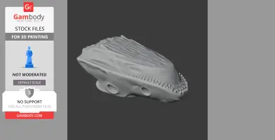 3D model of an Eryops skull with visible teeth and textured surface, ready for 3D printing.