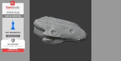3D model of a detailed Eryops skull for printing, showcasing its distinctive fossil features.