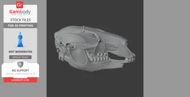 3D model of a Euro Wallaroo skull replica, side view, for 3D printing.