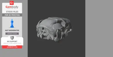 3D model of a Euro wallaroo skull, detailed for 3D printing, displayed on a gray background.