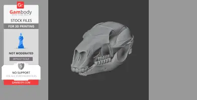 3D model of a Euro wallaroo skull designed for 3D printing, showcasing detailed bone structure.
