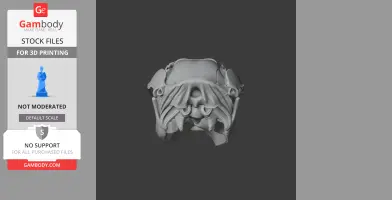 3D model of a Euro wallaroo skull, designed for 3D printing, frontal view on dark background.