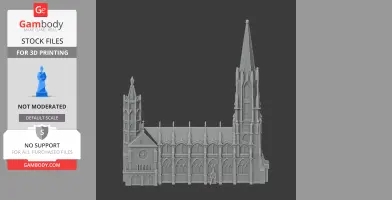 Detailed 3D model of Freiburg Minster with gothic architecture, ready for 3D printing.