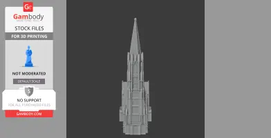 A detailed 3D model of the Freiburg Minster, featuring intricate gothic architecture and a tall spire.