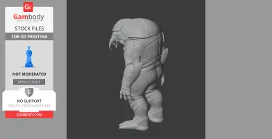 A bulky, alien creature figurine with armor plating and claws, designed for 3D printing.