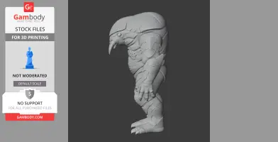 Alien creature figurine with armor plates and a hunched posture, designed for 3D printing.