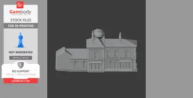 3D model of Frodsham Castle, featuring detailed architecture with turrets and bay windows for printing.
