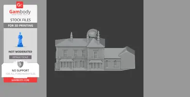 3D model of Frodsham Castle's architecture with detailed facades and towers, ready for 3D printing.