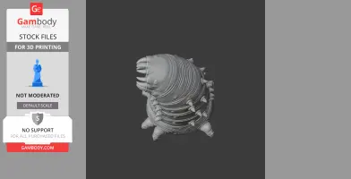 Detailed 3D model of a segmented, armored worm with spikes and a gaping mouth, designed for 3D printing.