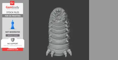 A 3D model of a segmented, textured worm-like creature with small spikes and claws.