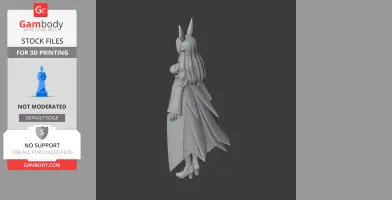 A 3D model of a female character with long hair and pointed ears, wearing a flowing dress.