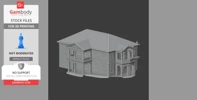 A detailed 3D model of a Georgian-style building, suitable for 3D printing, showcasing classic architecture.
