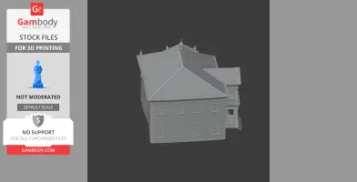 3D model of Georgian-style house for printing, featuring detailed roof and windows.