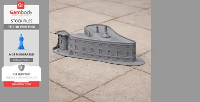 3D printed model of Gilling Castle with detailed architecture, placed on a tiled surface.