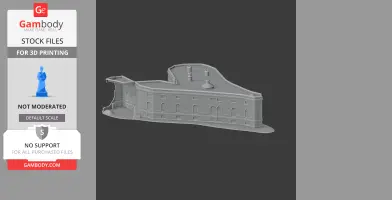 3D model of Gilling Castle's architecture, showcasing detailed walls and rooftop chimneys.