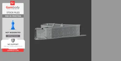 3D model of Gilling Castle with detailed windows and chimneys, designed for 3D printing.