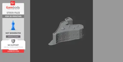 3D model of Gilling Castle architecture with detailed walls and chimneys, designed for 3D printing.