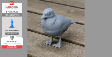 A 3D printed model of a prehistoric sheathbill bird, standing on a wooden surface.