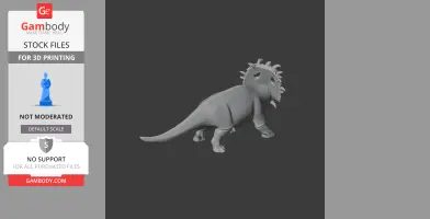 Gray 3D model of Sinoceratops dinosaur with frilled head and tail, set against a dark background.