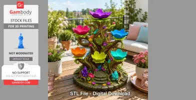 Colorful enchanted crystal tree jewelry holder with flower-shaped trays.