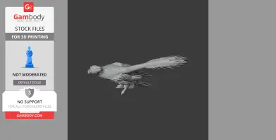 3D model of a Sinornithosaurus, a feathered prehistoric dinosaur, posed for 3D printing.