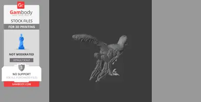 A detailed 3D model of a Sinornithosaurus dinosaur with feathered limbs and tail, for 3D printing.