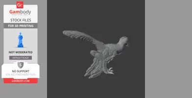 3D model of a Sinornithosaurus with detailed feathers and wings, designed for 3D printing.