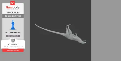 3D model of a Sinosauropteryx dinosaur lying on its back, designed for 3D printing.