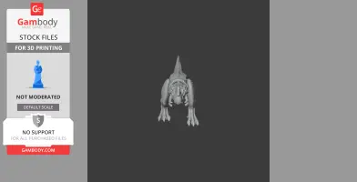 A 3D model of a Sinotyrannus dinosaur, viewed from the front, suitable for 3D printing.