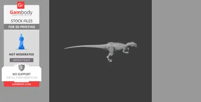 3D model of Sinovenator dinosaur, side view, with elongated tail and open mouth.