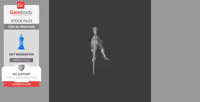 3D model of a Sinovenator dinosaur for printing, displayed in a grayscale background.