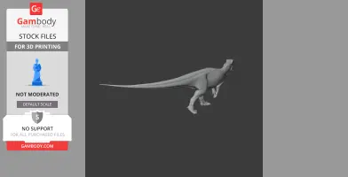 3D model of a Sinraptor dinosaur in a walking pose, designed for 3D printing.