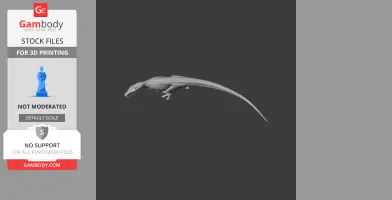 3D Sinraptor dinosaur model with a long tail, posed for 3D printing.
