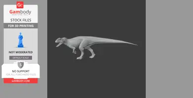 3D model of a Sinraptor dinosaur in a walking pose, designed for 3D printing.