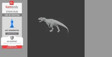 3D model of a Sinraptor dinosaur, standing with an open mouth, for 3D printing.