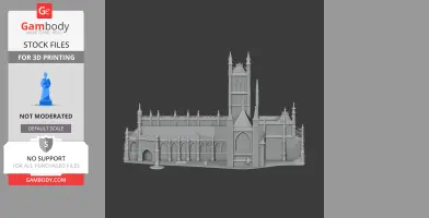 Detailed 3D model of Gloucester cathedral architecture with spires and arches, designed for 3D printing.