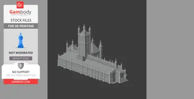 Gothic-style architectural STL model, featuring tall spires and detailed window designs.