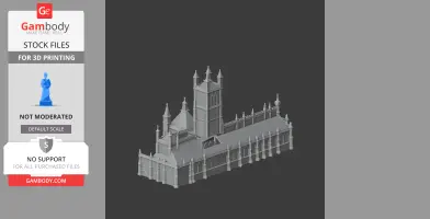 Detailed 3D model of a Gothic-style cathedral with spires and arches, suitable for 3D printing.