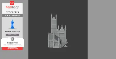 Detailed 3D model of a Gothic-style cathedral with towers and arches.