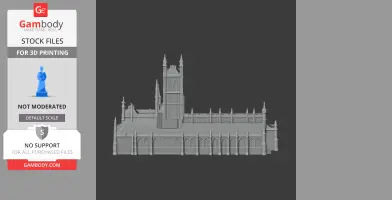 Detailed 3D model of Gloucester Cathedral featuring Gothic architecture, ready for 3D printing.