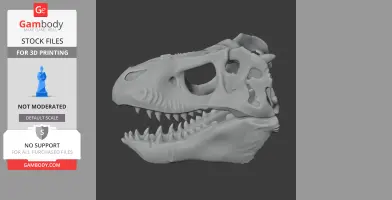 3D model of an Emausaurus skull, featuring detailed teeth and bone structure, for 3D printing.