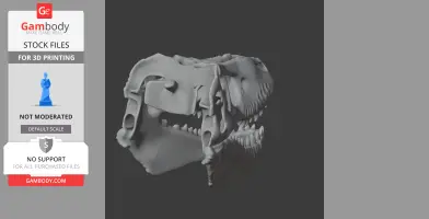 3D model of an Emausaurus skull replica, showcasing detailed bone structure for 3D printing.
