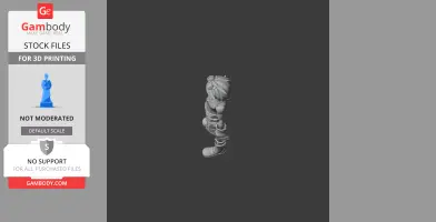 A detailed 3D model of a character with goggles and spiky hair, suited for 3D printing.
