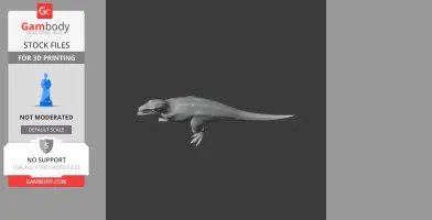 A 3D-rendered Skorpiovenator dinosaur model in a side view, ideal for 3D printing.