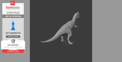 A 3D model of a Skorpiovenator dinosaur, in a roaring pose for 3D printing.