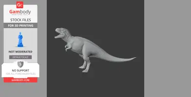 Gray 3D Skorpiovenator dinosaur model, side view, mouth open, ready for printing.
