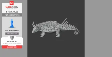 A spiked 3D model of a prehistoric animal, ready for 3D printing.