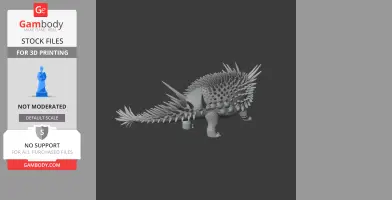 A spiky, armored prehistoric creature model for 3D printing, viewed from the back.